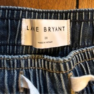 Lane Bryant plus size pull on distressed, wide leg jeans